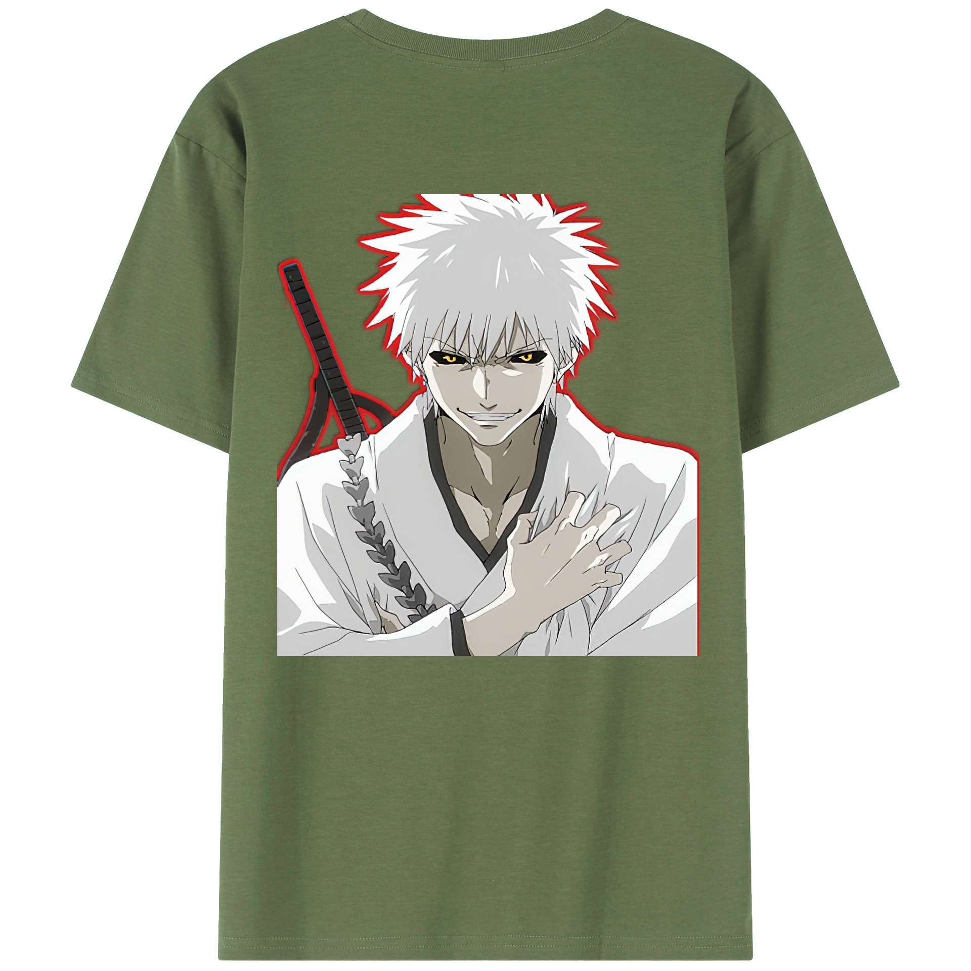 （画像用） ブリーチ 黒崎一護（くろさき いちご）BLEACH Kurosaki Ichigo 綿100％ メンズ半袖Tシャツ（バックプリント） 通気性